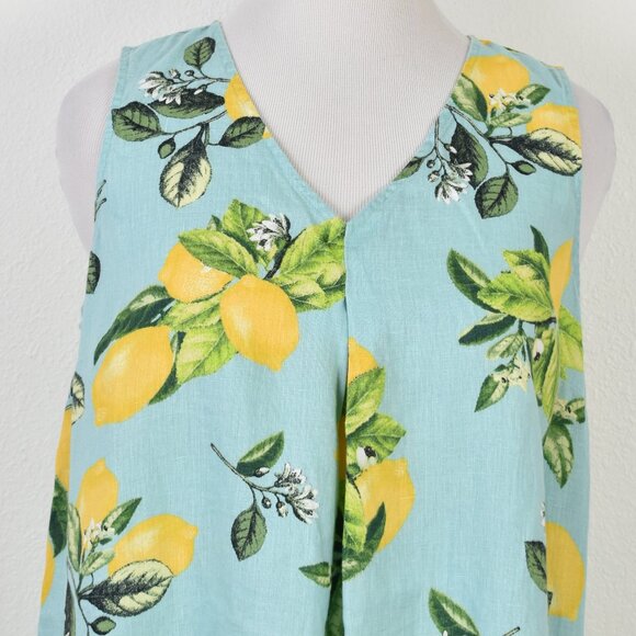 J. Jill Love Linen Lemon Print A Line Shift Dress - L - Picture 2 of 8